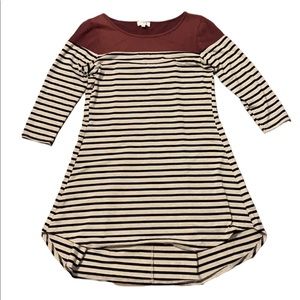 UMGEE burgundy color block striped T-shirt dress